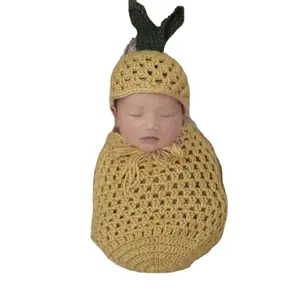 Baby Photography Props Pineapple Sleeping Bag Hat Newborn Crochet Knitted Photo Shoot Outfits