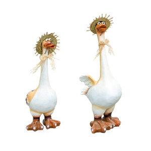 Ornement de jardin en résine en forme de canard amusant et coloré, imperméable, avec chapeau de paille, simulation réaliste, cadeau original - Product Image 6