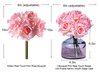 Bouquet de roses artificielles faites à la main, toucher réel, hydratant, 5 tiges, design moderne pour mariage, fête des mères, décoration intérieure