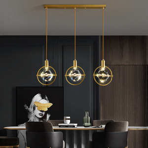 Luxury All-Copper Small Pendant <b>Light</b> Long Cord Creative Personalized for Bedroom <b>Dining</b> Room TV Wall Crystal Pendant Chandelier - Product Image 3