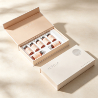 Boîte cadeau rigide pliable personnalisée avec dorure à chaud, impression UV sélective et insert en EVA sur mesure pour l'emballage de sérums et ampoules de soin.