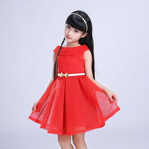 Kids Party Wear Frocks Image of Net <b>Material</b> <b>Red</b> Princess Dress - Product Image 2