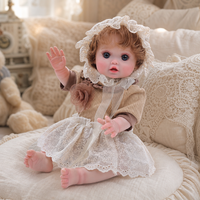 Poupée Reborn de 18 pouces en vinyle intégral avec bonnet en dentelle, cardigan tricoté, sucette et cheveux bouclés, poupée nouveau-né pour jeu d'imitation