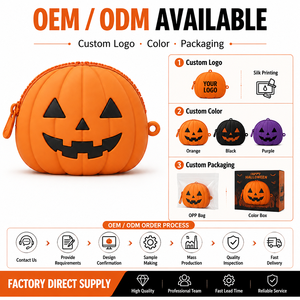 Halloween Pumpkin Silicone Mini Pouch <b>Cute</b> Coin <b>Purse</b> Candy Storage Bag Party Favor Gift for Kids Adults Seasonal Retail Product - Product Image 6