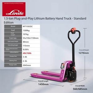 Montacargas eléctrico Linde MT15/20SEC con batería de iones de litio, transpaleta eléctrica para sitios de construcción, transpaleta hidráulica manual. - Product Image 4