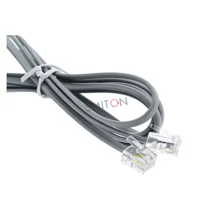 Straight Modular 6P4C Flat RJ11 Silver Stain Cat3 Telephone Cable