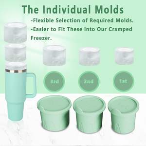 Moule à glace pour Stanley Cup, moule à glace en silicone pour gobelets de 20/30/40 oz, crée des glaçons cylindriques, lot de 3 moules avec couvercles - Product Image 3