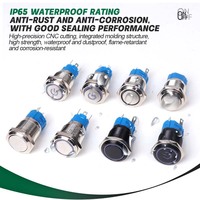 Interrupteur à bouton-poussoir LED éclairé IP40 19 mm à montage sur panneau 220 V 3 A pour contrôle industriel et appareils électriques