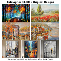 Peinture acrylique sur toile faite à la main, style impressionniste pop art, paysage urbain, cadre noir, pour décoration intérieure, Citywalk
