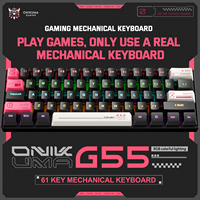 ONIKUMA G55 Clavier mécanique de jeu filaire à 61 touches avec éclairage LED RVB Claviers personnalisés à collocation