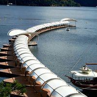 Structure de toit en membrane tendue ETFE architecturale pour terminal de ferry, grande portée, auvent de station de passagers pour port de croisière