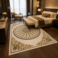 Tapis de salon personnalisé, style villa, en laine néo-zélandaise, motif médaillon baroque doré, sculpté à la main, doux, épais, design de créateur, tufté à la main