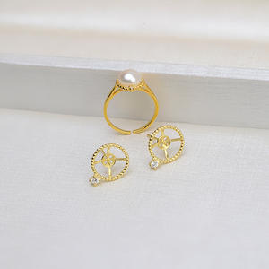 Accessoires DIY en argent S925 faits à la main, ensemble de boucles d'oreilles et de bagues simples pour femme, support vide pour perles, torsades de pâte frite, sac 1324 - Product Image 3