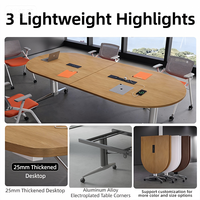 Table de conférence de bureau en bois multifonctionnelle au design moderne avec des fonctionnalités modulaires pliables et extensibles pour usage commercial