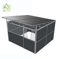 Abri pour chevaux Seepoem en acier galvanisé robuste avec porte coulissante et toit pour usage équestre, taille personnalisable, garantie 1,5 an