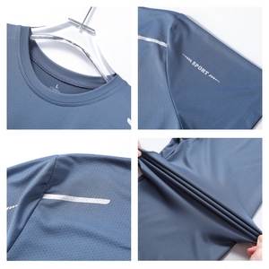 T-shirt de course à manches courtes pour homme, coupe classique, respirant et à séchage rapide, idéal pour les sports de plein air, la randonnée et la pêche en été. - Product Image 3