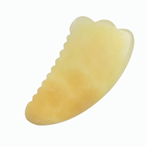 Outil de massage en jade jaune naturel en forme de corne, personnalisable - Product Image 3