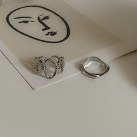 Ins-style Simple Individuel Petite Pierre Précieuse Conception Alliage Or Argent Anneau Froid Polyvalent et Haut de Gamme 2 Pcs/Set Anneau pour les Femmes