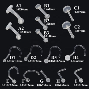 Lote de 10 Piezas de Piercings Flexibles de Bioplast para Nariz, Previenen Alergias, Transparentes, para Labio, Ceja, Cartílago, Tragus, Hélix, Regalo de Boda - Product Image 2