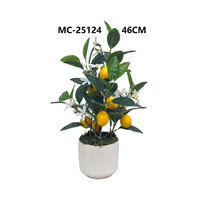 Bonsai Lemon Buatan 50CM dengan Bunga Putih & Buah Kuning untuk Dekorasi Meja Dalam Ruangan