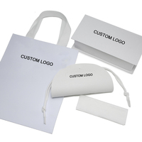 Logo personnalisé de luxe, Stock de lunettes, sac d'emballage populaire noir et blanc pour lunettes, boîte en papier pour lunettes de soleil