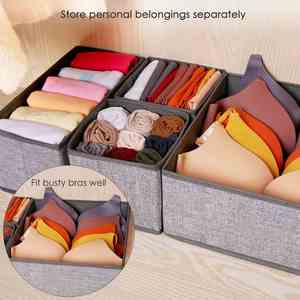 Customizable Light Grey Cloth Rectangle Sewing <b>Drawer</b> Divider <b>Storage</b> <b>Boxes</b> Foldable 5-Layer Floor Type Closet Organizer Bin - Product Image 5