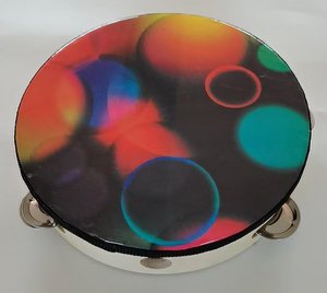 Wholesale Handheld Tambourine 8 Inch Single Layer Bell Piece Solid Wood Hand Held <b>Drum</b> Colorful - Product Image 5