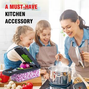 Wholesale 16-Piece Manual Green Eco-Friendly Stainless Steel Blade ABS Multifunction <b>Vegetable</b> & Onion <b>Chopper</b> - Product Image 4