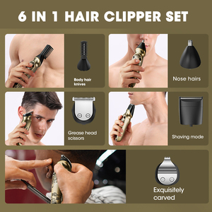 Kit de toilettage pour homme Lanumi 706 6 en 1, écran LCD, <span class=keywords><strong>tondeuse</strong></span> à barbe et à cheveux avec base, rasoir à cheveux, métal rétro, électrique, USB, plastique, anglais - Product Image 2