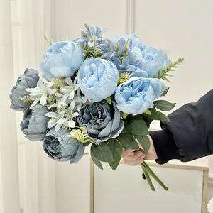 Fleur de pivoine artificielle, 9 branches, 6 têtes, en soie, haute simulation, pour décoration de mariage et de maison, arrangement floral - Product Image 2