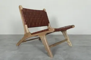 Chaise longue en bois Scandianavia Vintage Green Sage Boucle Mid Century Design Brunt Umber <span class=keywords><strong>Marocain</strong></span> Chair <span class=keywords><strong>Fauteuil</strong></span> - Product Image 2