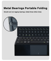 Clavier BT pliable en trois parties, personnalisable, silencieux, portable, pour la maison, le bureau, les voyages d'affaires et les voyages, compatible avec les ordinateurs portables et les tablettes