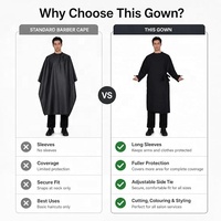 Robe de coiffure tendance style kimono avec lien, logo personnalisé, en polyester résistant à l'eau, unisexe, noire, pour femmes et clients