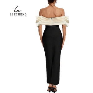 <span class=keywords><strong>Vestido</strong></span> largo <span class=keywords><strong>ajustado</strong></span> con hombros descubiertos y giro de color a juego, <span class=keywords><strong>vestido</strong></span> de fiesta elegante, adecuado para invitados de boda, ceremonia de graduación - Product Image 2