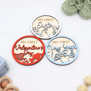 PAFU Hello World Sign 3D First Holidays Milestone Discs pour photos de bébé, disques gravés pour marquer les étapes importantes de bébé - Product Image 5