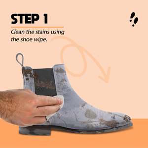 Nettoyant pour chaussures Shoe Mistri, 2 lingettes avec rénovateur gris pour daim, nubuck, maille, tissu, kit d'entretien des chaussures, nettoyage sans eau - Product Image 6