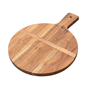 Tabla de cortar redonda de madera de acacia con asa, duradera, apta para alimentos, ecológica, amigable con los cuchillos, fácil de limpiar - Product Image 1