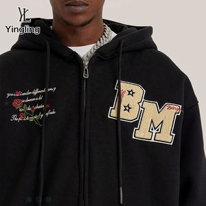 Yingling High Quality French Terry Towel Embroidery Pullover Hooded Sweatshirt Chenille Custom Embroidered <b>Hoodie</b> <b>Men</b> - Product Image 2