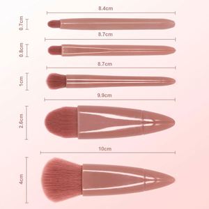 Ensemble de 5 pinceaux de maquillage professionnels portables de haute qualité pour les voyages, miroir, logo personnalisé, brosse à raser en fibres artificielles - Product Image 2