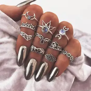 10 Pcs Knuckle Ring Set for Women Joint Stackable Midi Finger Ring Bohemian Retro Vintage Jewelry