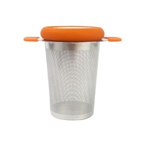 Infuseur à thé en vrac à double poignée, en maille fine, écologique, avec couvercle, filtre en métal argenté réutilisable