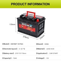 Longue durée de vie haute performance acide de plomb 12v 75ah DIN75MF camions voitures batterie automatique SMF Rechargeable
