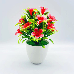 Planta Artificial de Lirio Qi Xing de 21 cm, Flores de Plástico, Planta Decorativa en Maceta para Interiores - Product Image 1