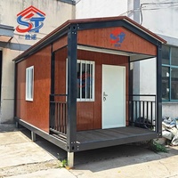 Maison préfabriquée de 20 pieds, maison modulaire préfabriquée à faible coût, toit en pente avec terrasse