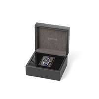 Boîte à montre en cuir gris de luxe Tancy, design personnalisé avec logo, intérieur en bois de qualité supérieure, forme rectangulaire, étanche