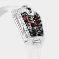 Reloj Deportivo Transparente para Hombre de 45 mm con Cristal Mineral Reforzado, Correa de Silicona, Movimiento de Cuarzo, Elegante, para Uso Diario y de Negocios, Acrílico