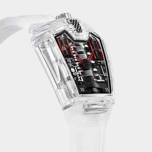 Montre de sport transparente pour homme 45 mm, verre minéral renforcé, bracelet en silicone, mouvement à quartz, élégance, usage quotidien, affaires, acrylique - Product Image 2
