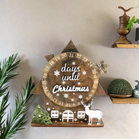 Carte d'enregistrement de temps rotative en bois réutilisable calendrier perpétuel décor de bureau pour Noël