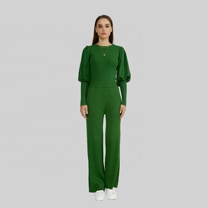 Suéter de Punto Delgado Informal para Mujer, Cuello Redondo, Manga Larga, Estilo Puffy, Fabricante KD Knit, OEM ODM - Product Image 4