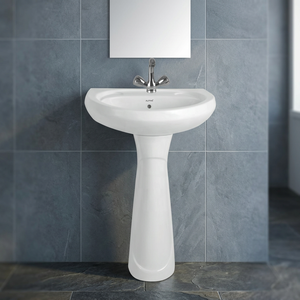 White Square Ceramic Art Pedestal Wash Basin Single Hole Fashionable Bathroom Sink Sanitary Ware Collection - Product Image 3